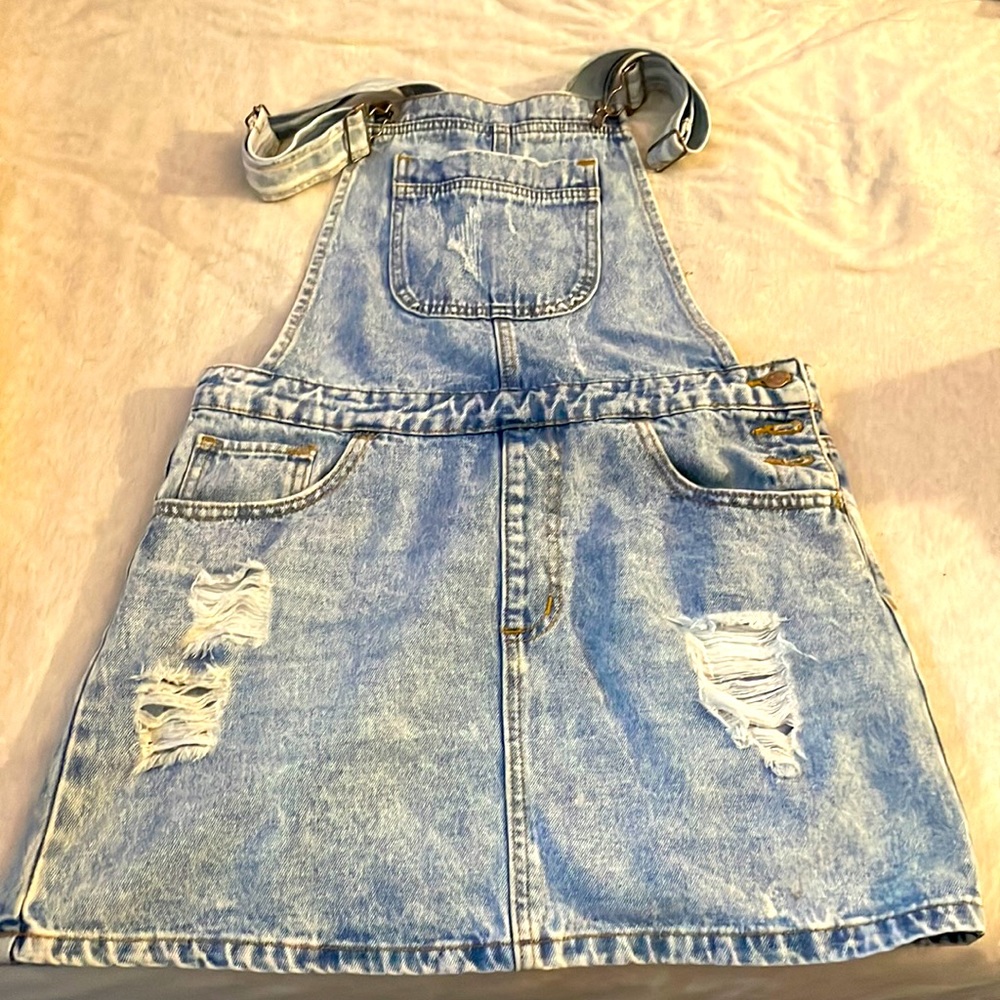 Denim Skirt Overalls
